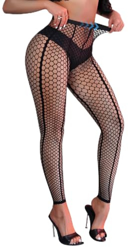 ohyeahlady Collant Rete Senza Piede Taglie Forti XS-5XL Collant Donna Sexyhot Fantasia Curvy Calze A Rete Sexydonna Hot Intimo Pantyhose Leggins Tights Stocking Cosplay Halloween(Confezione scatola)