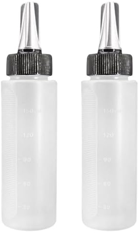 Flacon Applicateur à Échelle pour Cheveux, Bouteille de Coiffure 2 Pièces | Plastique, Usage pour Teinture et Permanente, Anti-fuite et Souple à Presser, pour Liquides Style Aléatoire