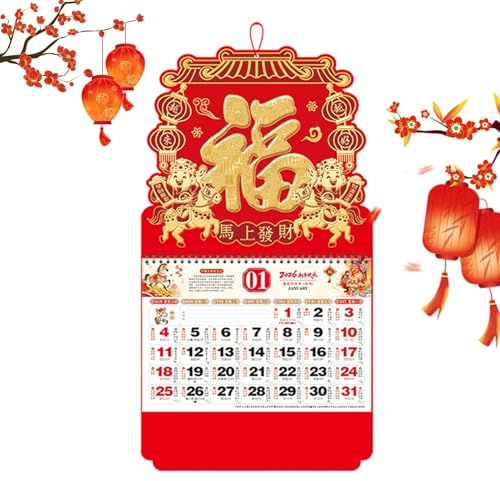 Wandkalender für das chinesische Neujahr, 2026, Jahr des Pferdes, Stundenplaner, Wandkalender, chinesisches Neujahr, für Schule, Büro, Zuhause, Studenten, Lehrer,