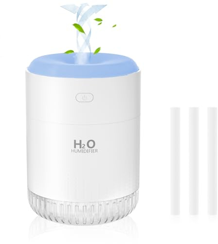SZO Mini umidificatore portatile, 500 ml, USB, per camera da letto, ufficio, scrivania da viaggio, silenzioso, 20 dB, con 2 modalità di nebulizzazione e spegnimento automatico, piccolo umidificatore