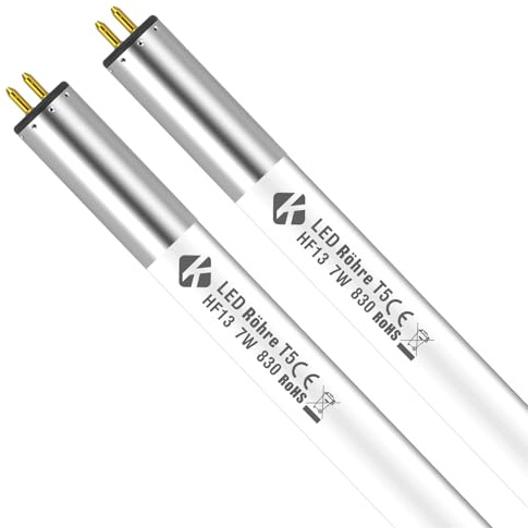 KENIU Plug & Play LED Röhre T5 517mm 3000k 960lm 7w Ersatz & Kompatibilität mit EVG KVG leuchtstofflampe Röhre 13w,led T5 für Küchenbeleuchtung sofortiger Einstart / 2 Stück (3000K/Warm White)