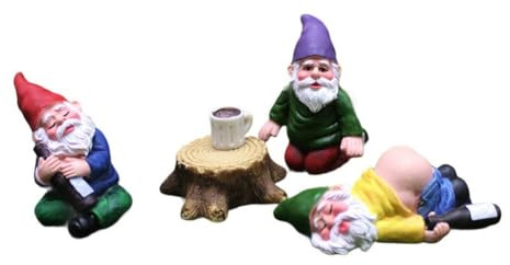 BlesConi Personalisierbarer betrunkener Zwerg Gartenornament, einzigartige Weihnachtsdekoration, Kunstharzhandwerk für Elfendekorationen, 5/6/9-teiliges Set (5-teiliges Set)