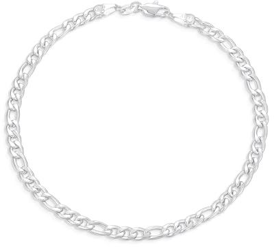 SLOONG S925 Silber Armband Herren - 5MM Figaro Silber Armband Herren Schmuck Geschenke für Männer Papa Freund Ehemann 20.3cm