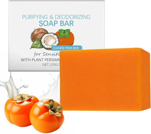 Sapone kaki giapponese con estratto di tè verde 100 g, sapone corpo per uomini e donne, controllo degli odori di nonenale, idratazione intensa e pulizia delicata (1Pezzi)