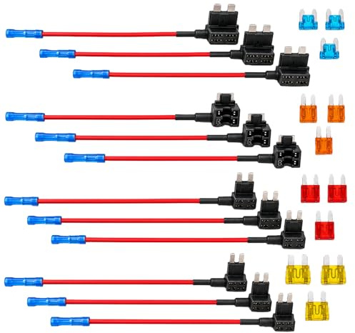 12 Pièces Adaptateur Porte Fusible 12V-24V avec Fusibles Mini Micro