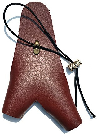 SHARROW Bogenhandschuh Schießhandschuh 2-Finger Handschuh Fingerschutz für Linke Hand Bogensport Jagd (Braun)