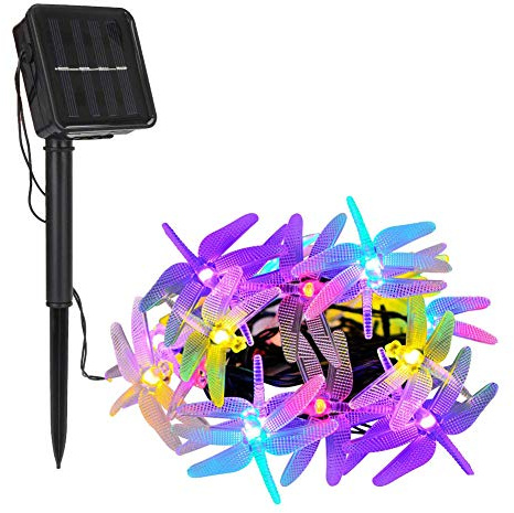 DINOWIN Solar Lichterkette Außen, 20ft 30 LED Libelle Licht,Wasserdichte lichterkette Dekorative für Garten, Party, Hochzeit, Haus,Fest Deko Beleuchtung,8 Beleuchtungsmodi (Mehrfarbig)