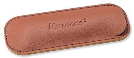 Kaweco Eco 2er Leder Etui Brandy I Stifte Etui passend für die Sport Serie I Schreibetui aus echtem Leder mit schöner Prägung I schicke & Klassische Stifttasche I Stiftetui 12 x 4,6 cm