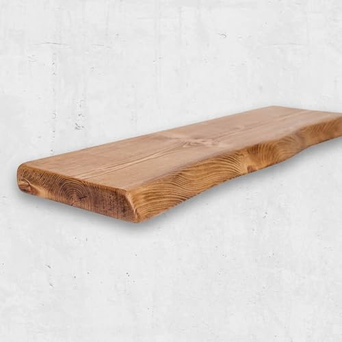 Live Edge Rustic Floating Shelf 9x2 inches, 160cm long - Natural Oak Finish Reclaimed Wood Floating Shelves for Wall Decor, Rustic Wooden Shelves for Bedroom, Living Room, Kitchen, or Bathroom