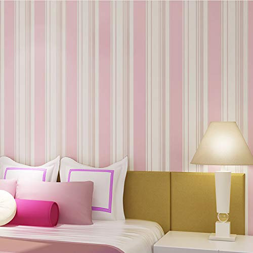 qunxun Rosa Weiß Gestreiften Mediterranen Stil Vliestapete Moderne Einfache Wohnzimmer Schlafzimmer Tv Hintergrund Wand Dekor Tapete10m*0.53m