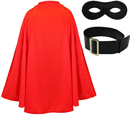 Super potato barn fin klänning kostym – rött fodral, svart mask och bälte