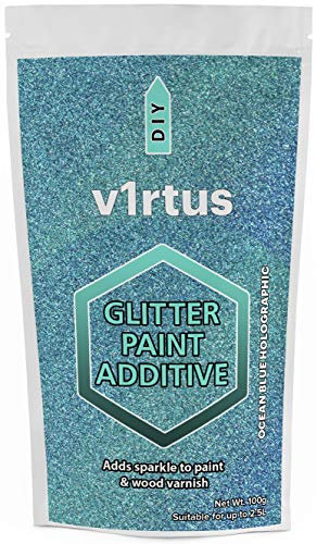Ocean Blue Holographic Glitter Paint Additive 100g | Sparkle Glitter Paint for Walls Interior Exterior, v1rtus