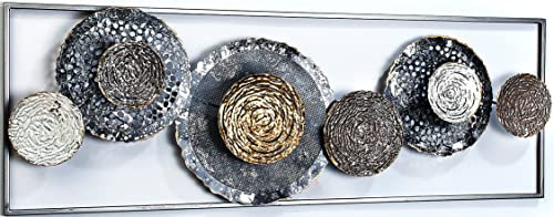 Kobolo Wandbild Wanddeko Metallbild 3D-Bild - BLOSSOM - anthrazit silber gold - ca 31x91 cm
