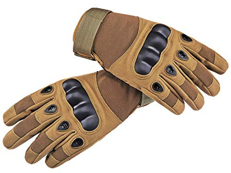 AXELENS Motorcycle Gloves Full Finger Gloves Men for Motorcycle Cycling Work Non-Slip and Outdoor Activities Padded MTB Windproof with Knuckle Protection - Beige L