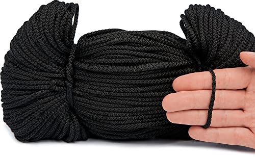 100m Kordel, Stärke 3 mm, 100% Polyester, universal Polyesterkordel, schwarz
