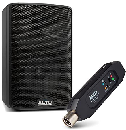Alto Professional TX308 – 350W Active PA Speaker & Alto Professional Bluetooth Total 2 - XLR Equipped Rechargeable Bluetooth Receiver For Mixing Desk / Audio Mixer Setups and Active PA systems