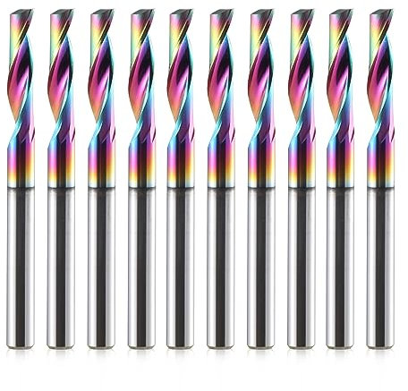 EU_Hozly Punte per fresa a flauto singolo CNC, gambo da 3.175mm, diametro di taglio da 3.175mm, lunghezza di taglio 12 mm, fresa a candela per rivestimento DLC per alluminio (3.175x3.175x12mm)
