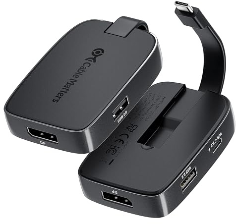 Cable Matters USB C Hub DisplayPort 1.4 klappbar, Schwarz