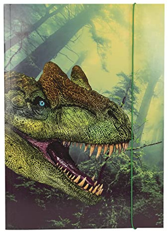 Idena 10840 - Sammelmappe A3 mit Dinosaurier Motiv, aus robuster Pappe, mit Innenklappen und Gummizugverschluss