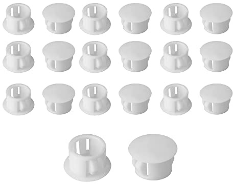 Aoktorkit 100 Pcs Plastic Plugs, 5mm White Plastic Hole Plugs, Locking Insert End Cap, Hole Covers for Screw Holes Furniture Machines Cabinets (AOK0145-5mm)