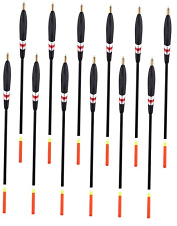 Garneck 12pcs Fir Wood Fishing Floats Thick Tail Sea Fishing Float Large Buoyancy Eye-Catching Bobbers Set
