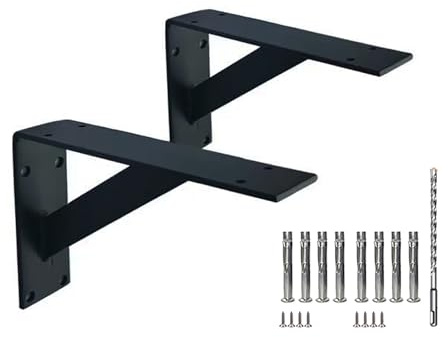 2Stück Schwerlastkonsole, Tragkraft 500 kg, Regalträger, Metall Winkelkonsole für schwere Lasten Regale, für schwere DIY-Werkbänke (25cm/9.8in)