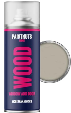 Paintnuts Wood Window & Door Paint - RAL-7032 - PEBBLE GREY Satin 400ml Spray Can