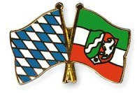 Freundschaftspin NRW–Bayern 22 mm | Anstecknadel Flagge Nordrhein-Westfalen & Bayern | Metall Pin Fahne | Anstecker Button | Länderflagge Deutschland | Souvenir & Geschenkidee