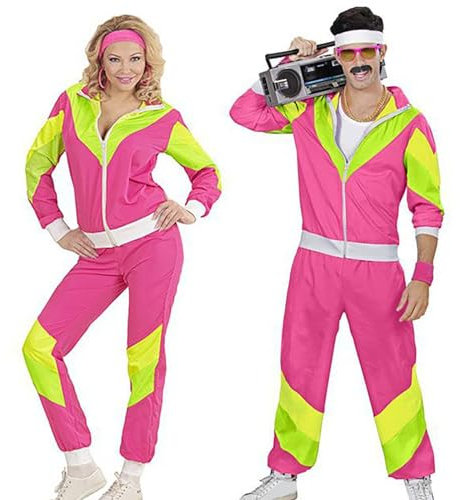 Hehiy 80er Jahre Outfit Damen Herren Langarm Jacke und Hose Trainingsanzug Karneval Kostüm. karnevalskostüm damen 80er jahre outfit damen aerobic anzug