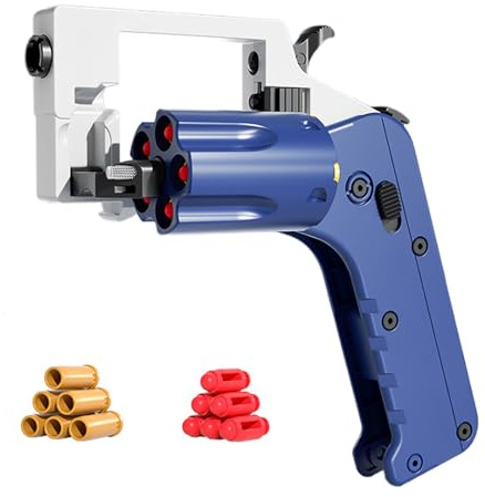 Revolver-Stil Fidget Soft Bullet Guns Toy 5 Serien-Starts, Anti Stress Spielzeug +36 Weiche Patronen Zusammenklappbar Sicher GroßE Reichweite, Antistress Spielzeug Tragbar Kreativ (Blue)