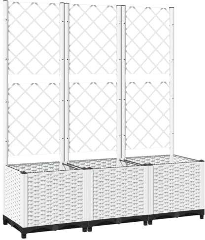 SDWEHO7 Garten Rankgitter, Pflanzkasten mit Spalier, Blumenkasten mit Rankhilfe, Blumenkübel Pflanzkübel Rankkasten Gartenspalier für Terrasse und Balkon, Weiß 120x40x136 cm PP