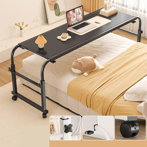 ZIXIAOS Mobilitätstisch Mit Rollen Für über Das Bett, Nachttisch Auf Rollen, Verstellbarer 65–95 cm Steharbeitsplatz Für Zuhause Und Das Krankenhaus,B-140 * 40cm