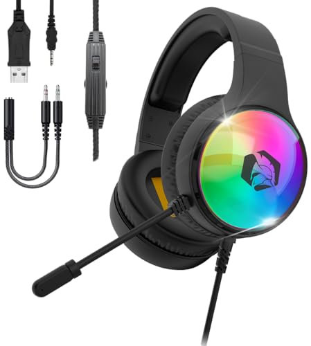 EMPIRE GAMING – 2024 Nuovo - Icarus S16 Cuffie Gaming RGB - per PS5, PS4, Xbox One/Series, PC, Mac, Smartphone, Tablet - Telecomando - Audio Stereo ad Alta Definizione - Microfono Flessibile