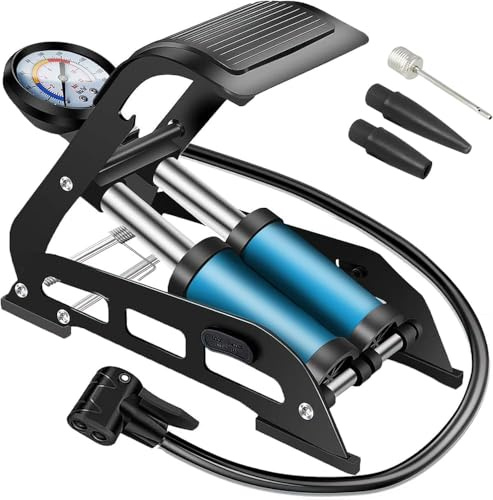 cyclingcolors Pompa ad aria a piede pedale doppio cilindro gonfiare gonfiatore bici bicicletta auto moto