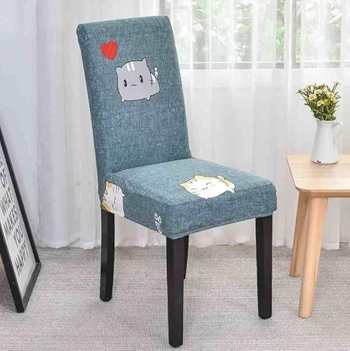 Stuhlhusse Niedliche Katze Stuhlhussen Entfernbare Waschbare,Essstuhl Stuhlbezug Beschützer,Esszimmer, Zeremonie, Bankett,Stuhlüberzug Universal