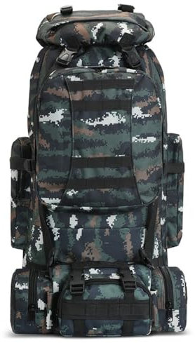SMTCM 80L Wanderrucksack Große Kapazität Abnehmbar Trekkingrucksack Outdoor Military Rucksack Camouflage Notfallrucksack Wasserdicht Jagdrucksack Kampfrucksack Hiking Backpack für Reisen Bergsteigen