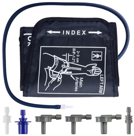 Small Blood Pressure Cuff, 17-22CM Replacement S Szie Cuff Adjustable Applicable for Slim Upper Arm with 6 Connectors Universal for Omron BP Monitor Home Use Not Included Machines