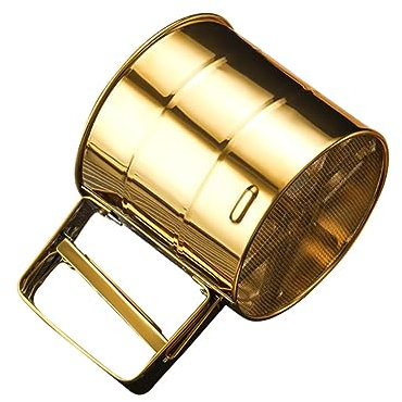 KOCKSHION Setaccio Per Acciaio Inossidabile Sifter Per Polvere Design Portatile Per Colore Oro Utensile Per Dolci e Biscotti