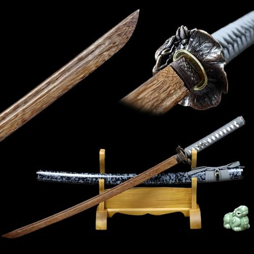 HJHUUA 103 cm Lange Samuraischwerter aus natürlichem Palisander – Traditionelles Katana aus Holz Handgefertigtes Bokken für Kendo-Training,Ausstellung,Cosplay,Requisiten und Geschenke