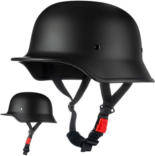 Jethelm Retro, Motorradhelm Jethelm Roller-Helm, Deutscher Stil Halbschale Helm, Herren Und Damen Vintage Halbgesicht Chopper Helm, Scooter-Helm, DOT/ECE-Zugelassen