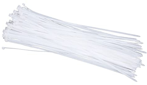 Pssopp White Heavy Duty Cable Ties 250lbs Tensile Strength for Neatly Organizing Indoor Cables, 100pcs Nylon Ties for Home Office Garage (600mm)