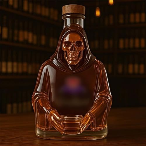 Carafe A Decanter Whisky - Statue Bouteille Whisky, Bouteille De Whisky Squelette De 300 Ml, Verre À Vin Gothique, Carafe À Décanter Personnalisée, Design Anti-fuite, Décoration De Bar À Thème Sombre(