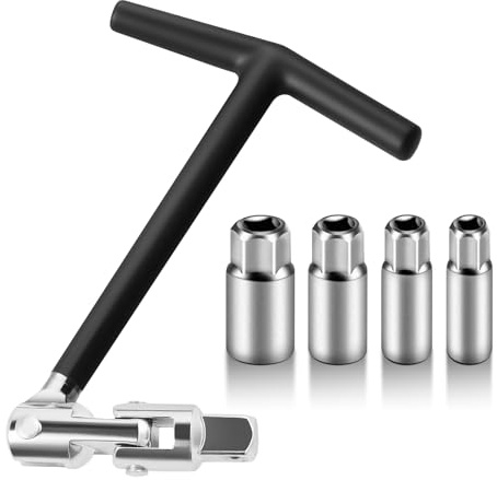 SZHUGEKI Chiave Candela, Set di 5 Chiave di Accensione, Universale, 14/16/18/21 mm, per Auto e Moto(Nero)