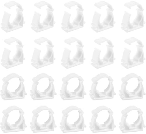 COYUN 20 Pcs PPR Tubo Morsetti, Bianco Plastica Acqua Fissi Clip Universale Singolo Tubo Clip Fascetta Stringitubo Singola a Scatto Per il Fissaggio di Tubi in Cucine-Diametro interno 20 mm