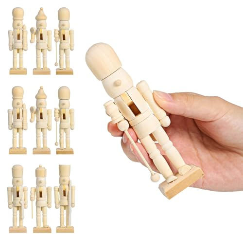 UKCOCO Lot de 12 Mini Casse-Noisette Inachevés en Bois Naturel, Décoration DIY Non Peinte, Ornement Festif pour Intérieur Maison Salon Chambre