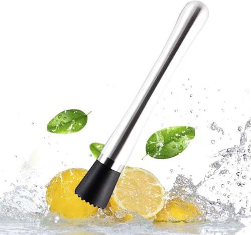 Yunova Cocktail-Stößel aus Edelstahl 21 cm | Rutschfester Griff, Perfekt für Mojito, Caipirinha & Cocktails | Robuster Cocktail-Stampfer zum Zerstoßen von Eis, Früchten & Kräutern