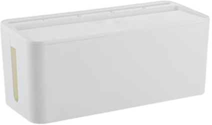 FLCPJGV Boîte de Gestion de Câbles Boîte de Rangement Support Organisateur Cache-cordons avec Conception Moderne et Couvercle Support Téléphone Adapté Comme C, Blanc