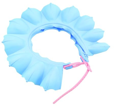 WEKADRIN Adjustable Ear Protector Shampoo Cap Soft TPE Material Bath Visor for Shower Blue