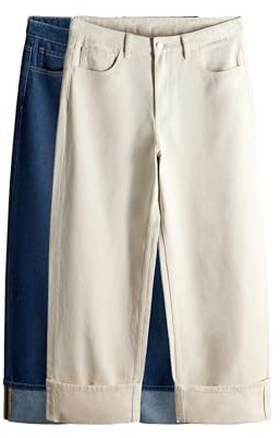 THE SET Dam 2-pack denimjeans med uppvikta, vida ben från THE SET Denim 42