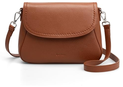 befen Bolsos Bandolera de Cuero Auténtico para Mujer con Protección RFID - Bolso Medio Tipo Silla de Montar - Bolso de Cruz
